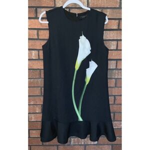 Victoria Beckham for Target Black Calla Lily Ruffle Hem Shift Dress Womens M